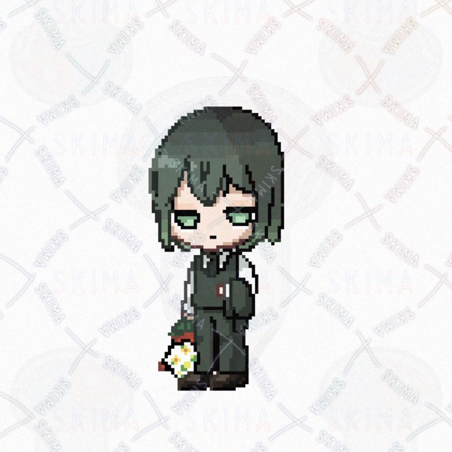 Image 3 of Green Character with Bouquet Pixel Art