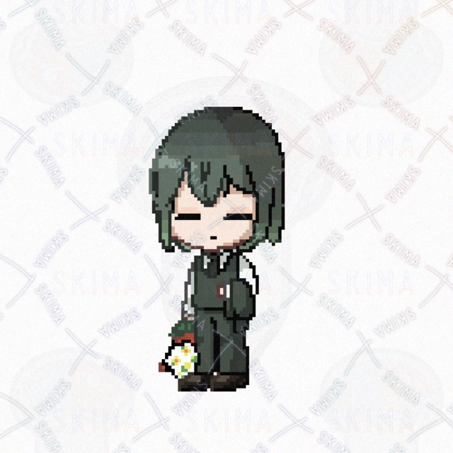 Image 4 of Green Character with Bouquet Pixel Art