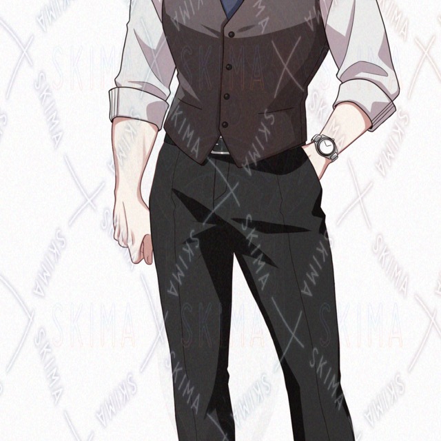 【差分7種+小物差分+ミニキャラ】スーツにハーネスを付けた片目隠れのお兄さんの商品画像6枚目