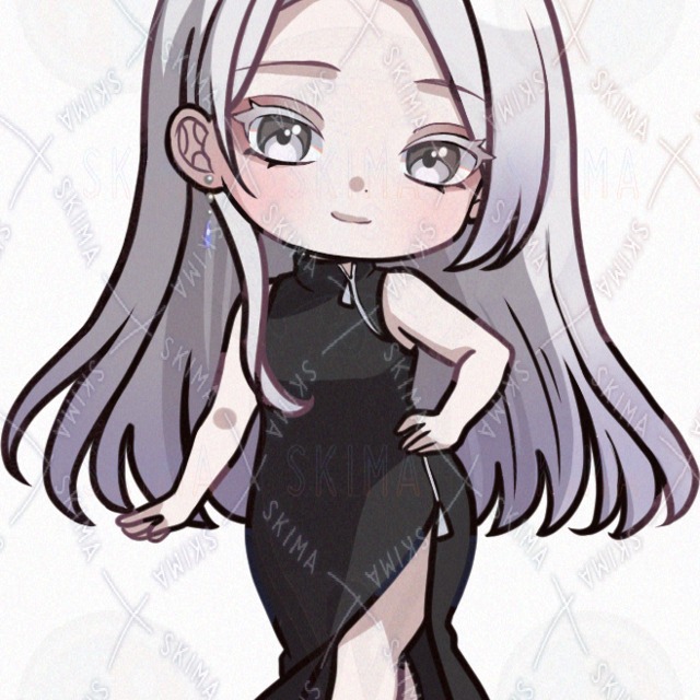 차이점 8종+미니 캐릭터+의상 차이점】은발 롱헤어 블랙 원피스 언니 상품 이미지 11번째