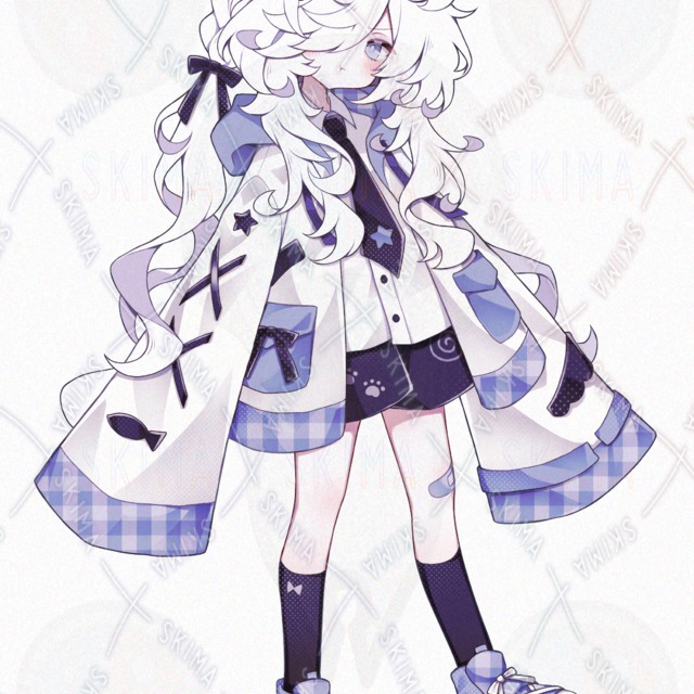 白と水色のパーカー少女の商品画像3枚目