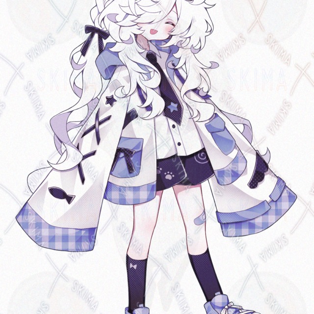 白と水色のパーカー少女の商品画像5枚目