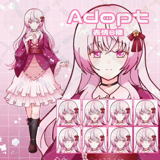 【Adopt】桜モチーフお嬢様/表情8種