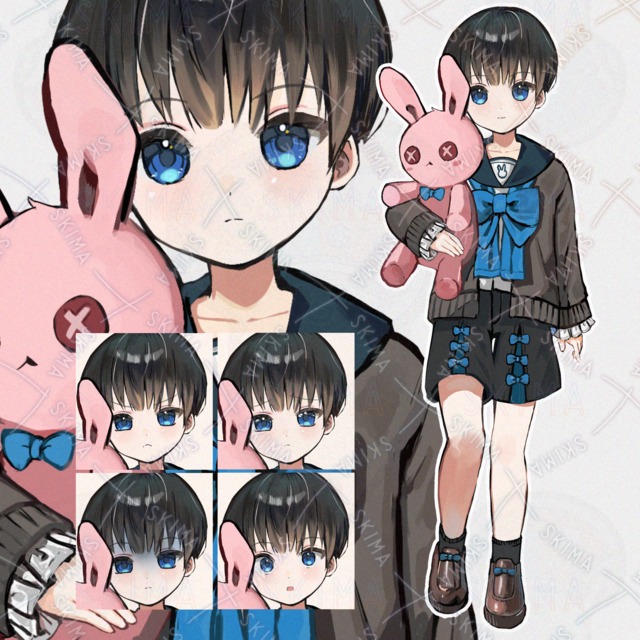 Image of Sailor Boy with Stuffed Animal — 10 Expressions