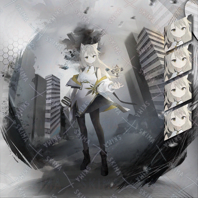 Image of [Adopt] Light-Attribute Girl: 5 Expressions, Background & Character Sheet