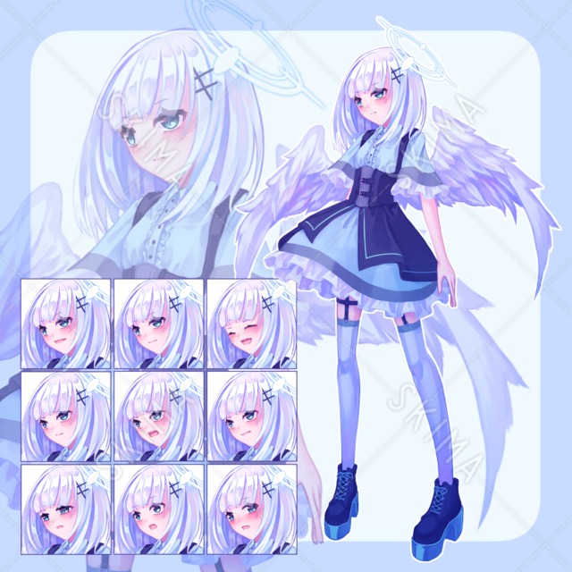 白髪天使の少女（表情差分9種）