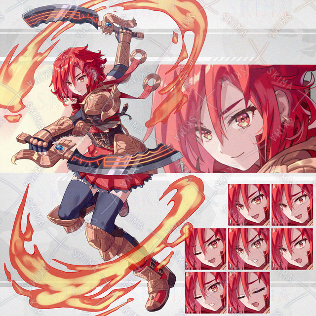 화염 쌍검 갑옷 (표정 8종 + 이펙트 차이) 상품 이미지