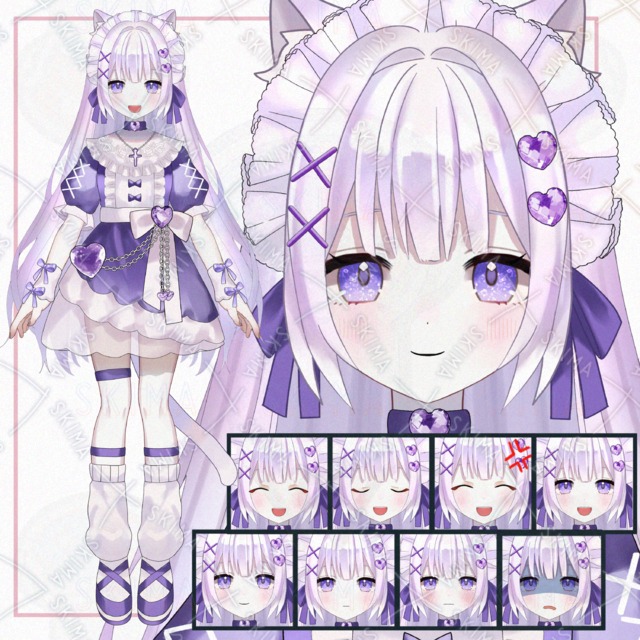 보라색 고양이 소녀【차이점 8종 상품 이미지