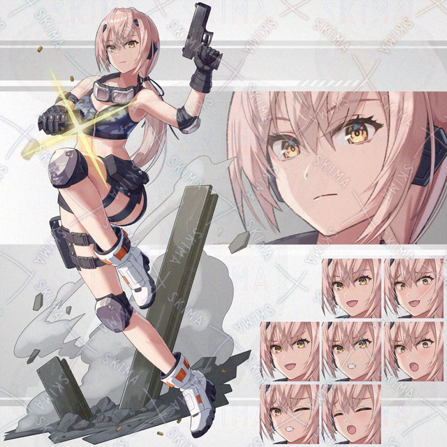 2정 권총 전술 위장 (8가지 표정+이펙트+배경) 상품 이미지