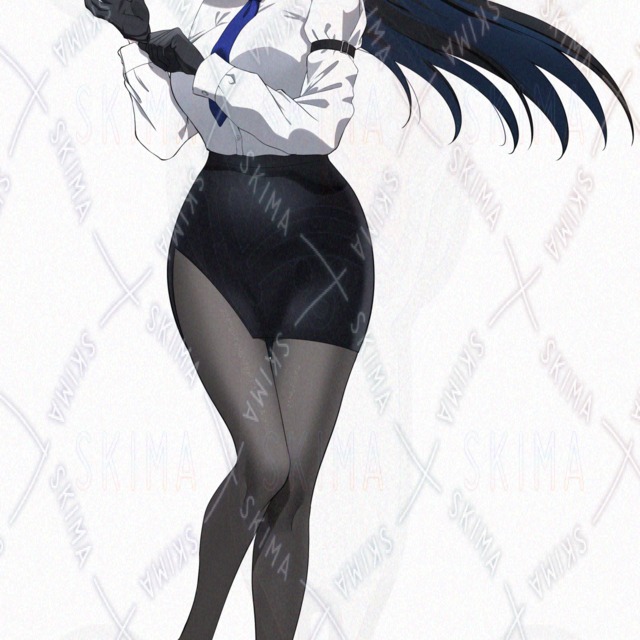 【表情9種／武器オンオフ可】黒髪ロング、スーツの女性の商品画像7枚目