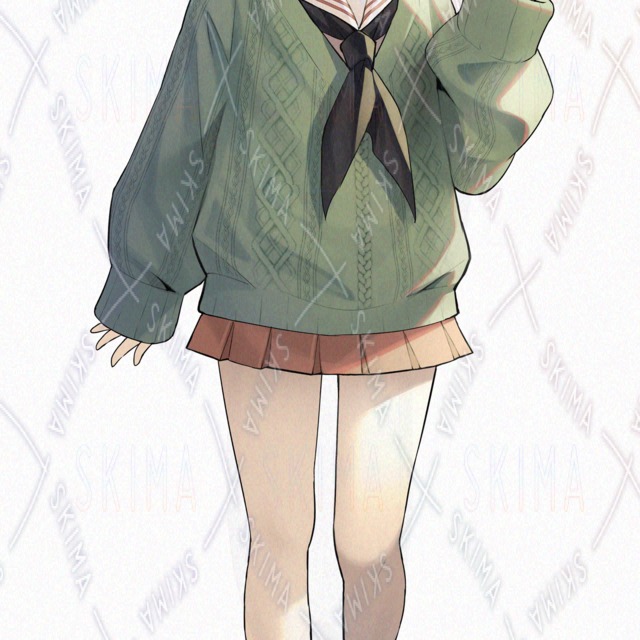 스웨터 걸친 세일러복 안경 소녀 (표정 6종) 상품 이미지 7번째