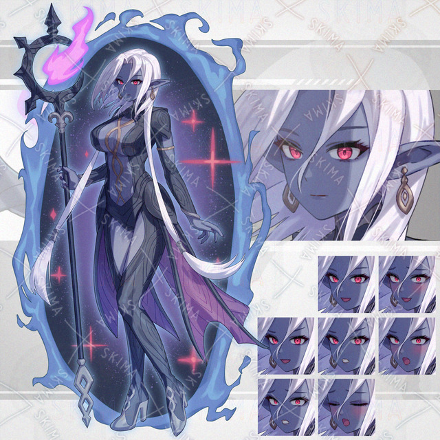 다크 엘프 (표정 8종 + 배경 변형) 상품 이미지