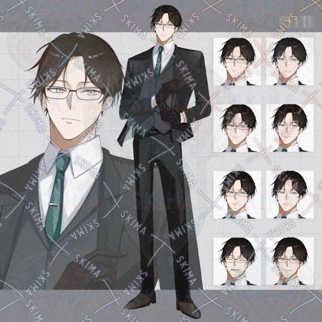 【Adopt001】スーツ眼鏡の男性(差分8種)