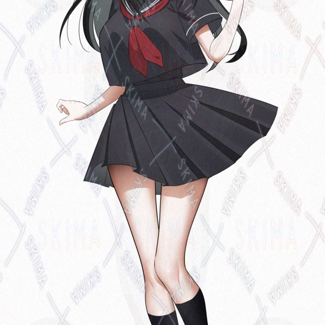 【表情9種／武器オンオフ可】黒髪ロング、セーラー服の商品画像8枚目