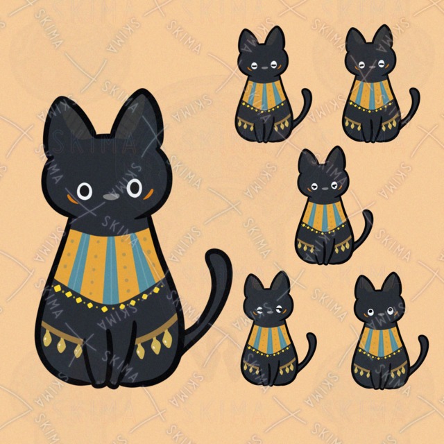 ばすてとさまなねこ（表情6種類）の商品画像