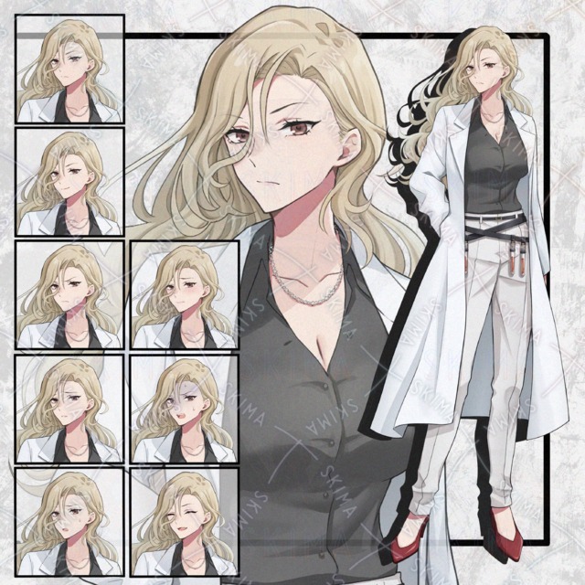 白衣の女性立ち絵　表情8種の商品画像