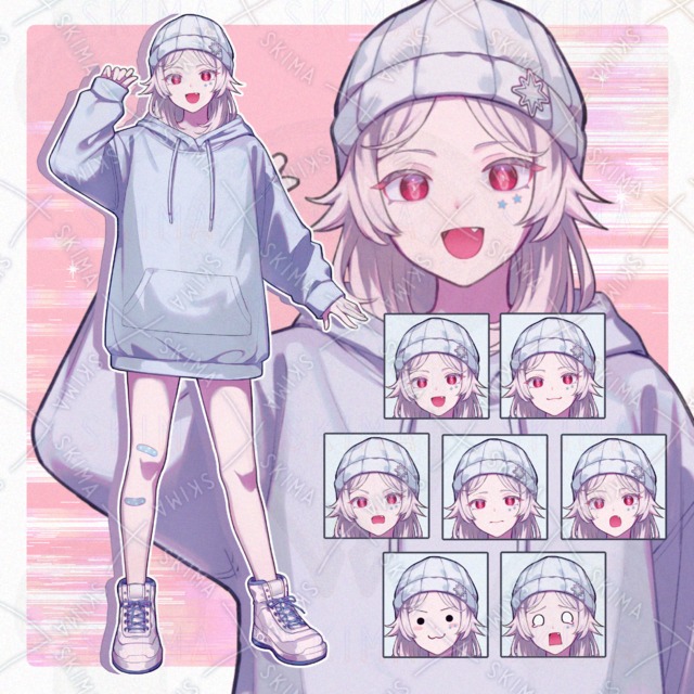 【表情7種】ゆるパーカーの女の子