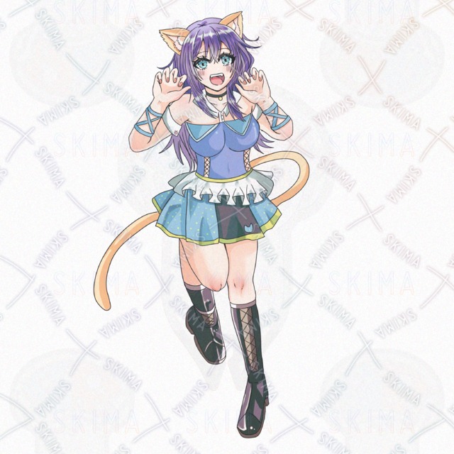 Image 2 of Blue and Purple Hair Animal Ears Character