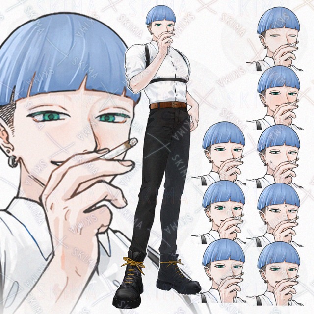 Image of 9 Expressions + Smoke: Bob Haircut Man