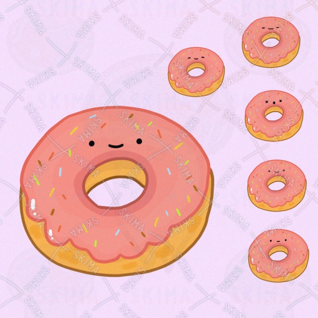 Cute Strawberry Donuts (6 Different Expressions) 的商品圖片