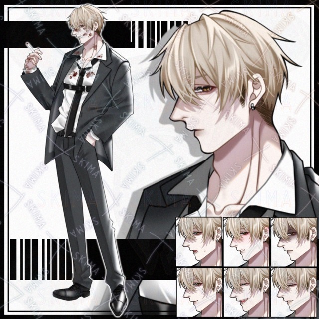 ★ 금발 정장 남성 캐릭터 일러스트 (표정 8종) 상품 이미지