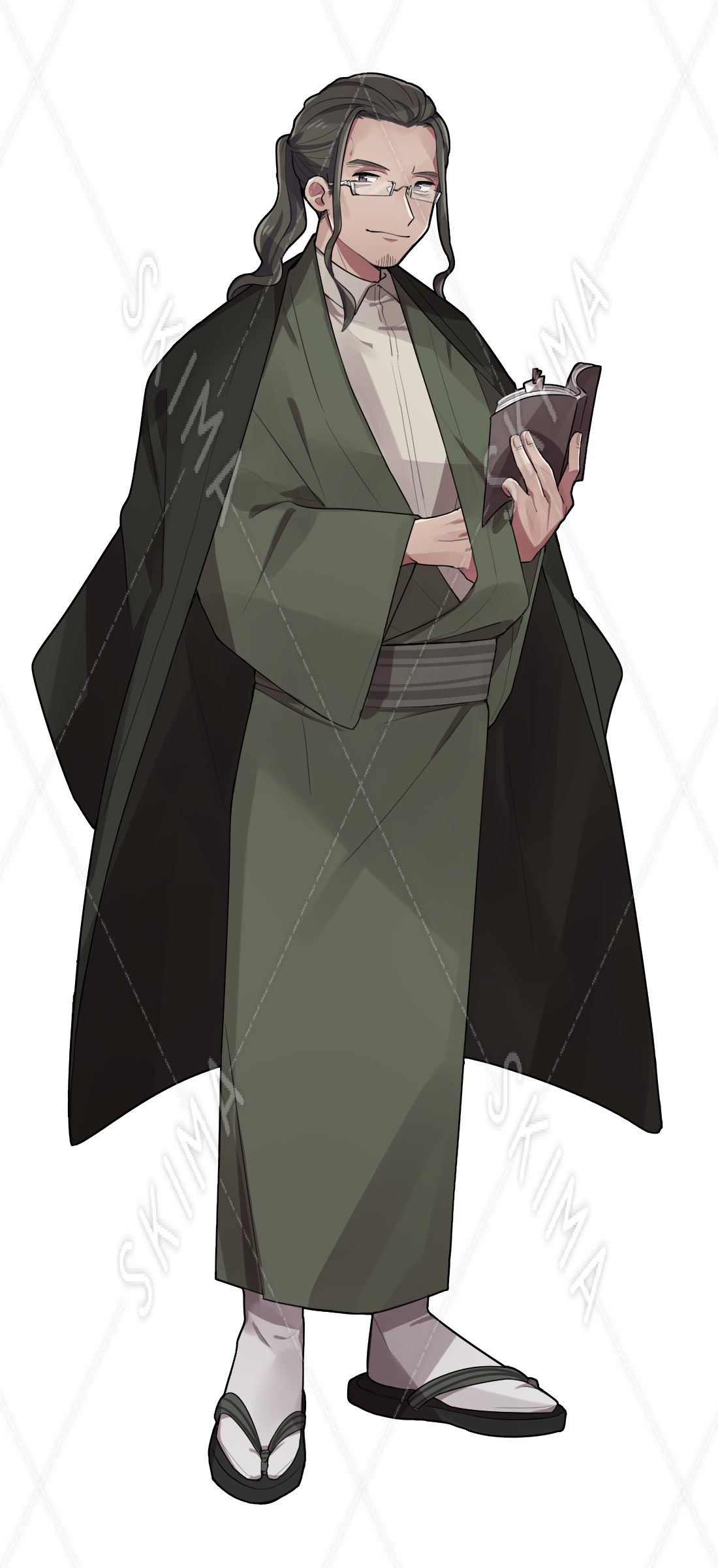 077 着物で眼鏡な文学系おじさんの立ち絵 スキマ スキルのオーダーメイドマーケット Skima