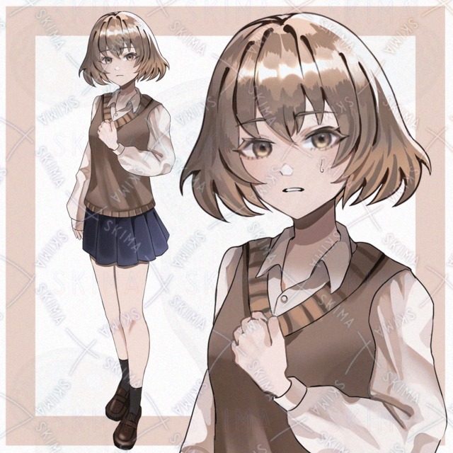 【表情8種】学生の女の子