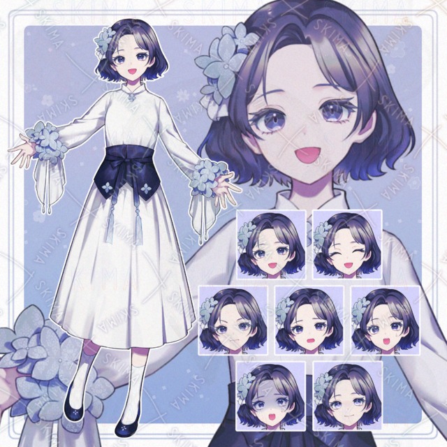 【表情7種】紫陽花の女の子