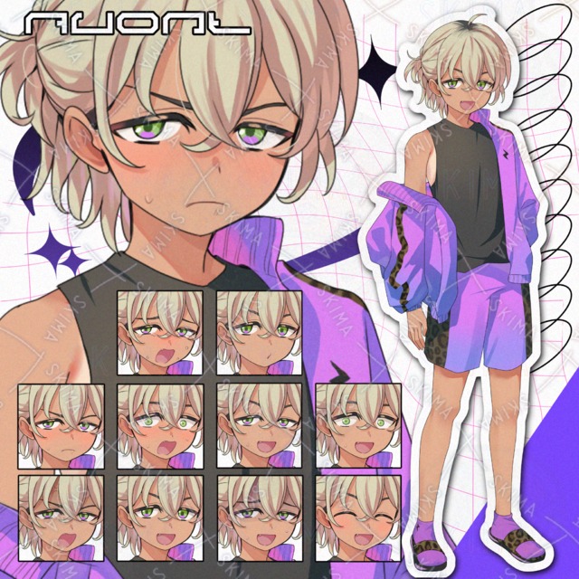 【表情10種】日焼けしたヤンチャそうな男の子