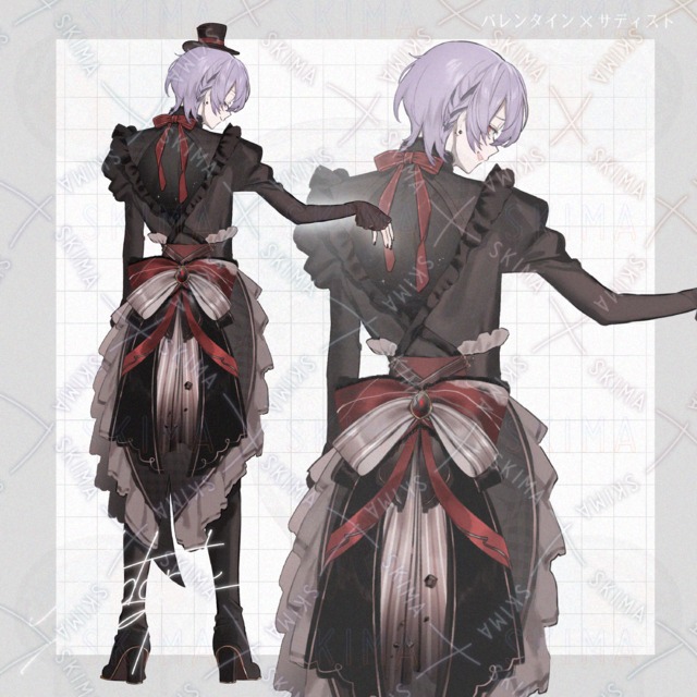【後ろ向きの男性キャラクター】