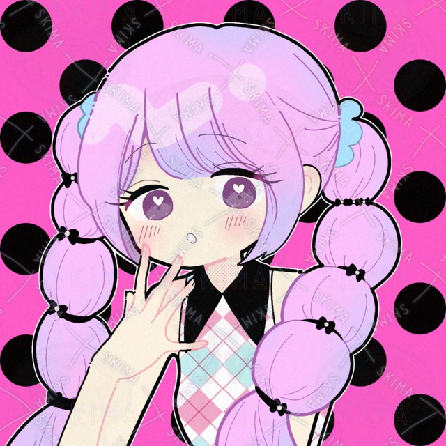 SNSアイコン ハート目ピンク髪ツインテールの女の子