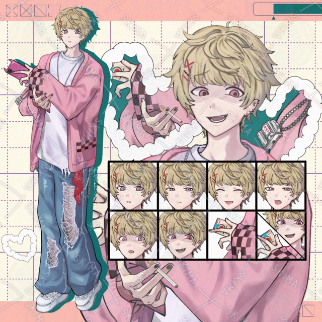 ﾒﾁｬｶﾜﾖな男性【表情6種+持ち物変更2種】