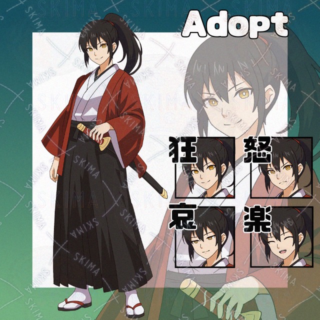 Adopt040_赤衣の侍／和風