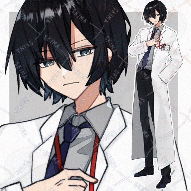白衣を着たクール風な男性【全身立ち絵・表情7種 】の商品画像
