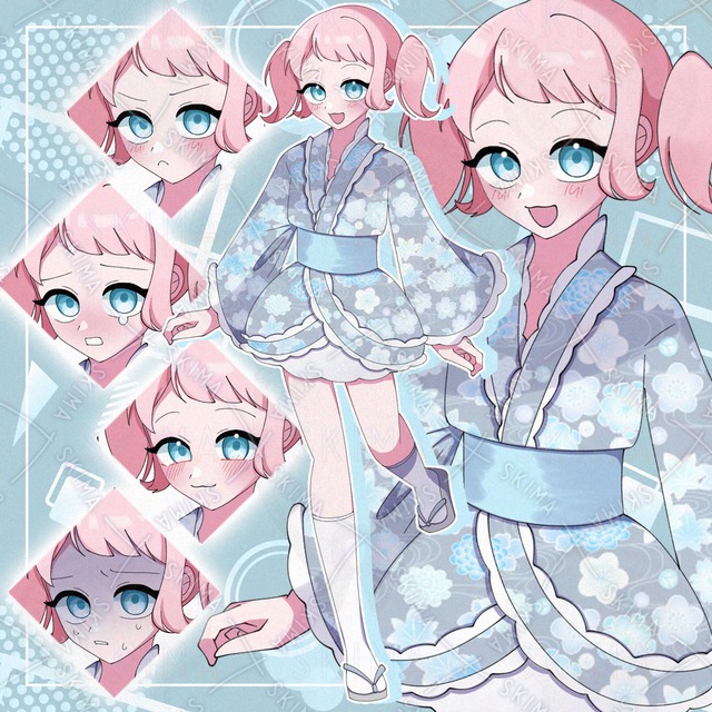 可愛い浴衣を着た幼い女の子