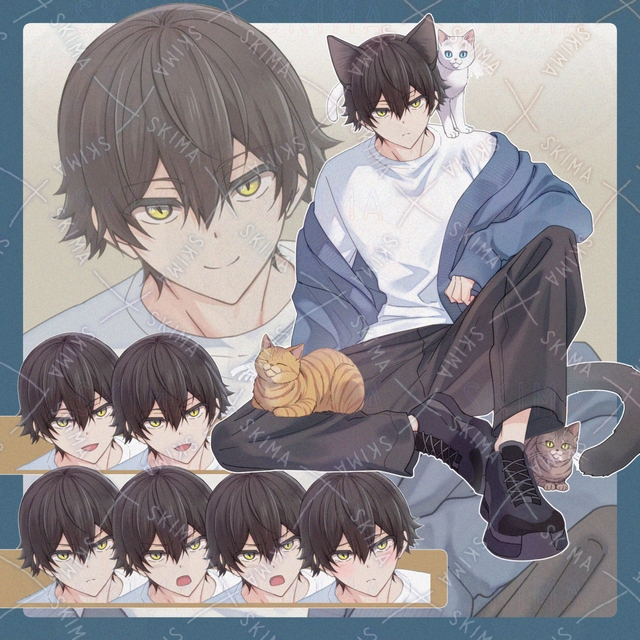 猫系男子 表情8種 猫差分