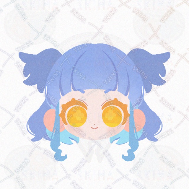 Image 2 of 4-Expression SNS Icon: Non-Human Character with Big Yellow Eyes