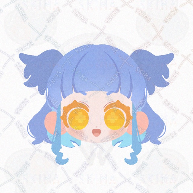 Image 3 of 4-Expression SNS Icon: Non-Human Character with Big Yellow Eyes