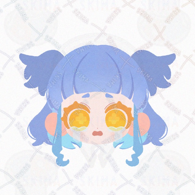 Image 5 of 4-Expression SNS Icon: Non-Human Character with Big Yellow Eyes