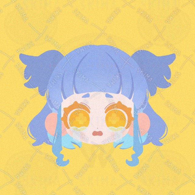 Image 9 of 4-Expression SNS Icon: Non-Human Character with Big Yellow Eyes