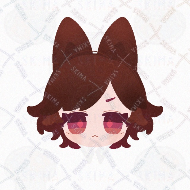 Image 4 of 4-Pack Social Media Avatars: Brown-Haired Girl with Animal Ears and Droopy Eyes