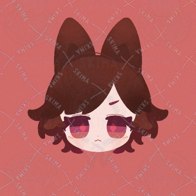 Image 8 of 4-Pack Social Media Avatars: Brown-Haired Girl with Animal Ears and Droopy Eyes