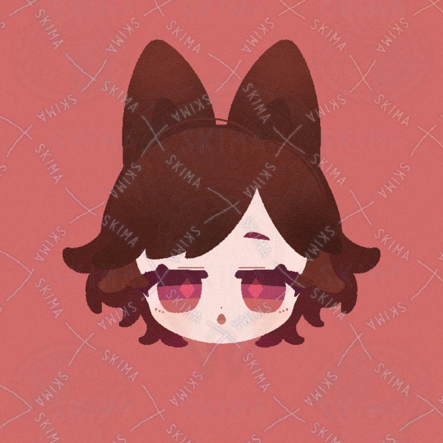 Image 9 of 4-Pack Social Media Avatars: Brown-Haired Girl with Animal Ears and Droopy Eyes