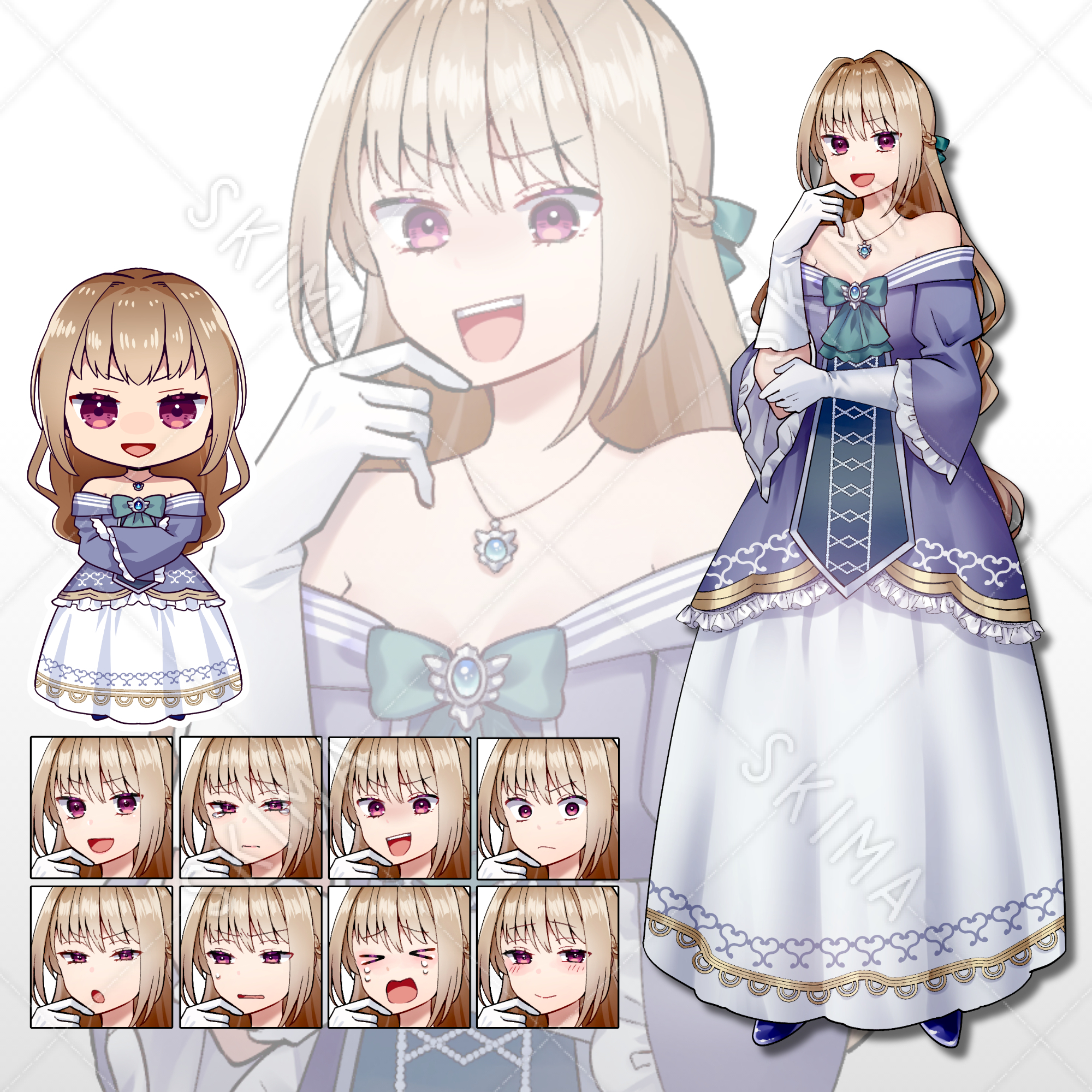 悪役顔お嬢様 表情8種 ミニキャラ付き スキマ スキルのオーダーメイドマーケット Skima