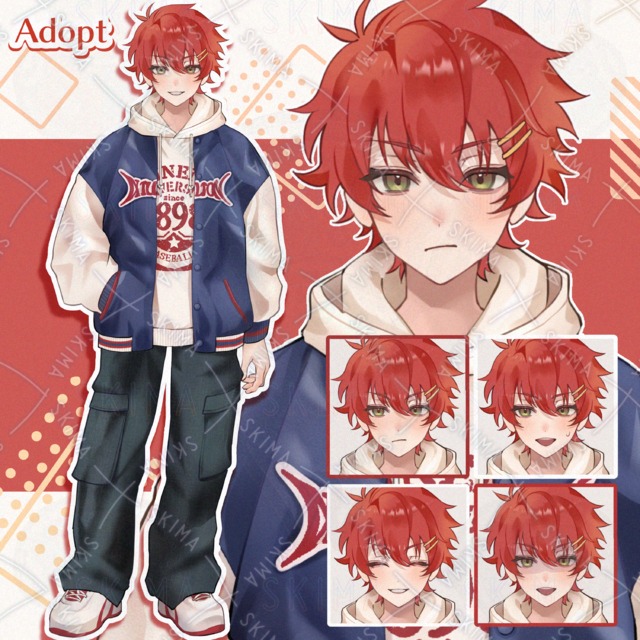 Image of [Adopt-03] Red-haired Boy in Varsity Jacket