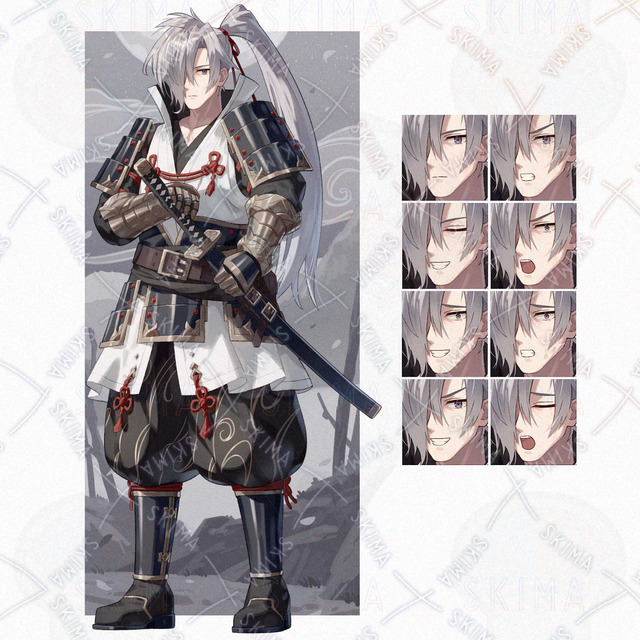 侍 (表情8種＋背景)