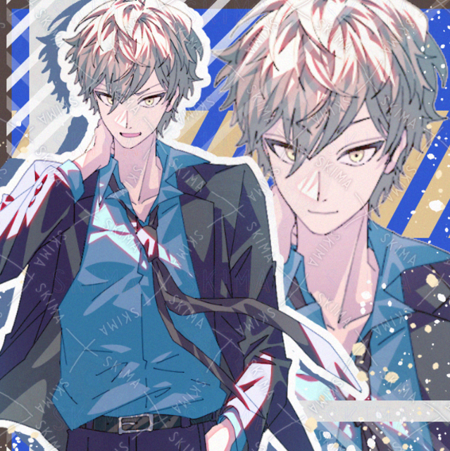 スーツ 男性 現代ファンタジー 茶髪 黒色 青 表情差分あり | SKIMA