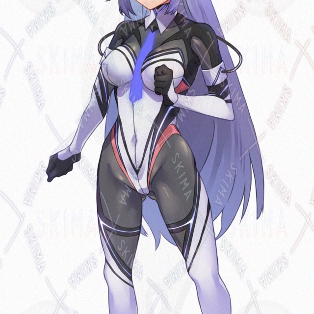 Image 4 of [3 Variations: Expressions and Hairstyles] Girl in a Tight-Fitting Suit