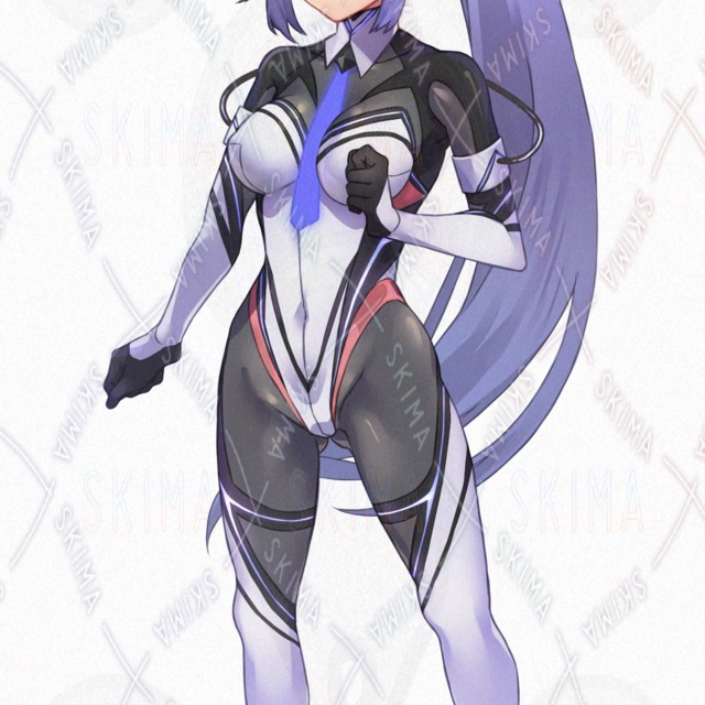 Image 9 of [3 Variations: Expressions and Hairstyles] Girl in a Tight-Fitting Suit