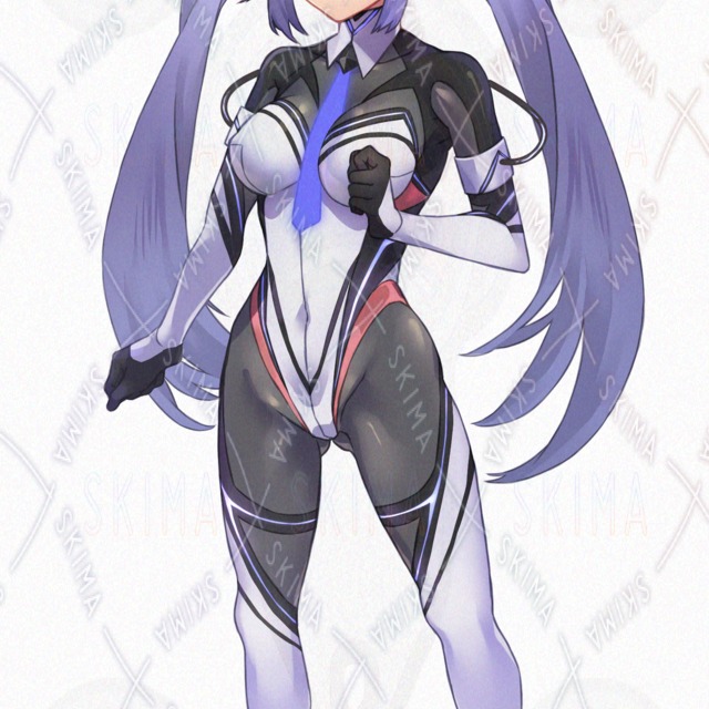 Image 5 of [3 Variations: Expressions and Hairstyles] Girl in a Tight-Fitting Suit